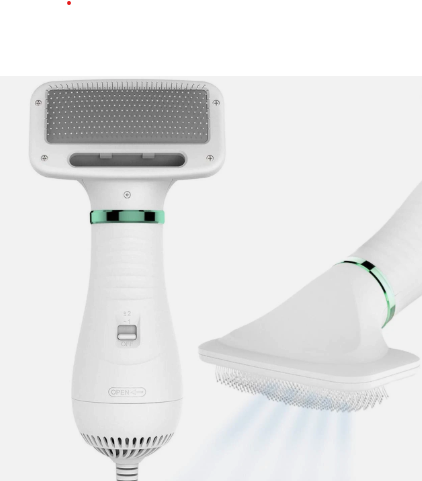 2-in-1 Dog Hair Dryer with Slicker Brush for Small-Sized Dogs and Cats | Pet Hair Dryer | Dog Blow Dryer | 300 Watts, 75-85 dB, Adjustable Temperature, Overheat Protection