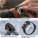 YIJDACASE Rugged Waterproof Case for Apple Watch SE 3/SE 2/SE, Series 4 5 6 44mm, Built-in HD Tempered Glass Screen Protector, Metal & PC Bumper Shockproof Full Protective Cover, Black/Orange