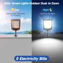 Solar Street Lights Outdoor, 6500K Outside Waterproof LED Street Light Dusk to Dawn, Wide Angle Lamps with Motion Sensor & Remote Control, Solar Lights Outdoor for Garden Yard, 4 Pack