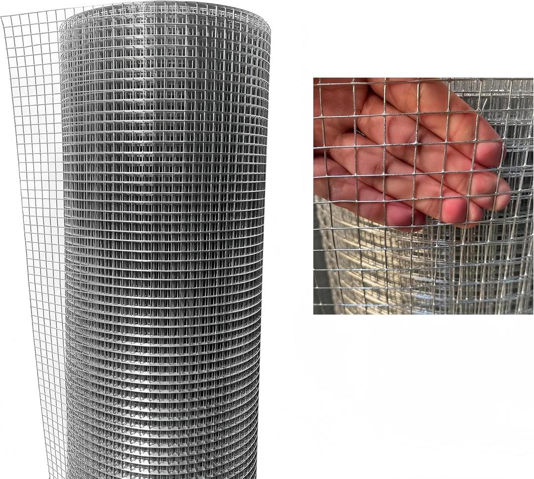 Hardware Cloth 1/2 inch 48inch x 100 Ft 19 Gauge Hot Dip Galvanized After Welding Galvanized Wire Mesh Roll Chicken Wire Fencing Gopher Wire Garden Bed Plant Supports Poultry Netting Cage Snake Fence