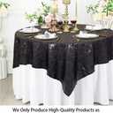 ShinyBeauty Sequin Tablecloth Black 72''x72'' Square Black Glitter Table Cover for Parties Wedding Event Decor Sparkley Tablecloth Kitchen Linen