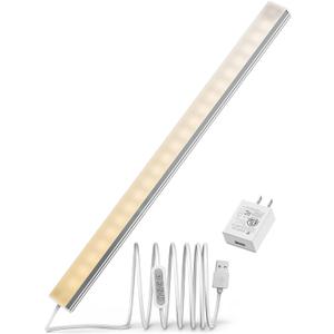 ASOKO LED Under Cabinet Lighting,3 Color Changing(2700K, 4000K,6000K), 14.5in USB Plug-in Under Desk Light, Dimmable LED Grow Light for Home Kitchen,Cabinet,Pantry