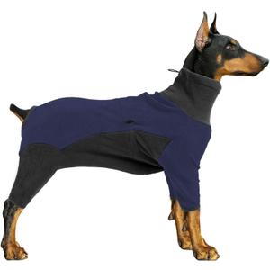 Warm Fleece Dog Jacket, Windproof Pullover Jumpsuit, Cold Weather Clothes for Medium Large Dog (2XL, Blue)