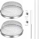 RV Furnace Vent Screen - Heavy-Duty Stainless Steel RV Heater Vent Cover with Installation Tool - Flying Mesh Cover for Camper (2.8 x 1.3 Inch, 2 Pack)