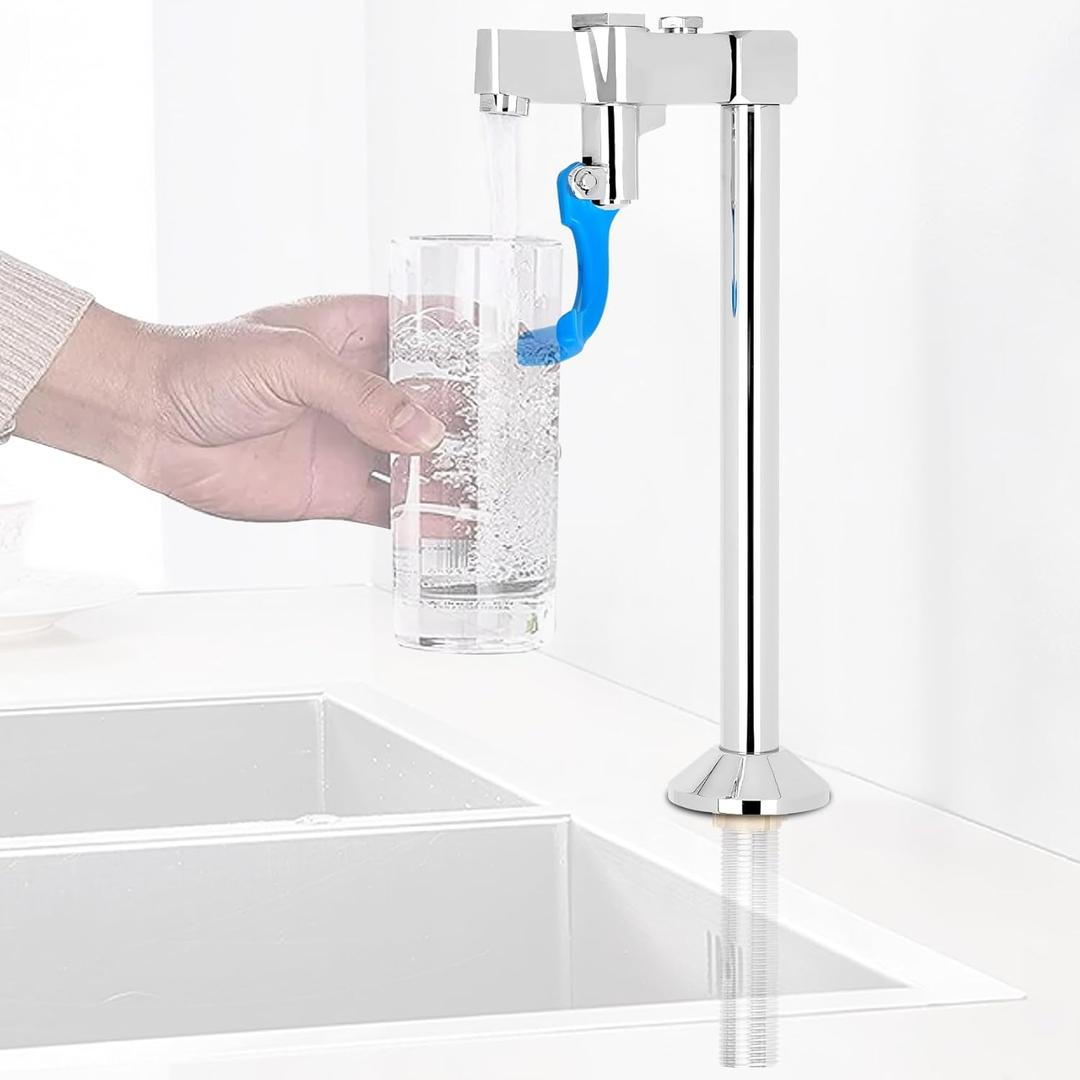 10-Inch Glass Filler Faucet for Cafes, Bars, Restaurants, Kitchens, Glass Filler Water Station with 3 Connector Adapter, G1/2NPT Male Shank
