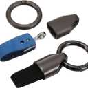 2 x HARFINGTON Car Key Chain Ring Clip Small Leather Keychain Key Fob Key Fob Accessory with Keyrings for Home Car Keys (Gunmetal Black)