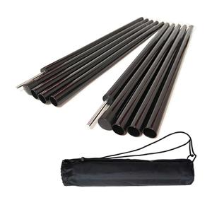 Tent Poles,Adjustable Portable Tent Poles-74.8" Sturdy and Durable Rustproof Thickened Iron Tent Stakes for Camping,Hiking,Van Awnings,Beach Awning Tent Accessory with Storage Bag-2 Pack (Black