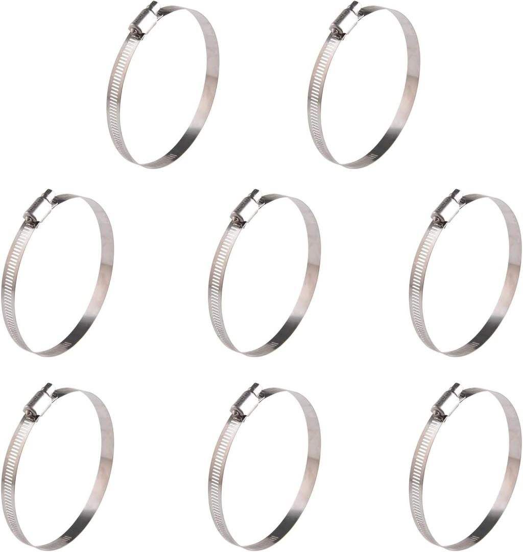 Winlong Stainless Steel 4'' Hose Clamps, 8PK SAE 72 Worm Gear Drive Hose Clamps for Automotive Plumbing