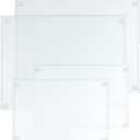 Hacaroa 4 Pack Tempered Glass Cutting Board with Rubber Feet, Rectangle Non-slip Chopping Board, Long Lasting Clear Glass Tray for Kitchen Countertop, Table, Shatter-Resistant, Heat-Resistant, 2 Size