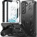 SOiOS for Samsung Galaxy S22 Protective Case: Military Grade Drop Proof Protection Mobile Phone Cover with Kickstand | Rugged Shockproof TPU Matte Textured Sturdy Phone Bumper (Black)