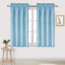 DWCN Blackout Curtains Room Darkening Thermal Insulated Bedroom Curtains Window Treatments, 42 x 45 inches Long, Set of 2 Light Blue Rod Pocket Drapes