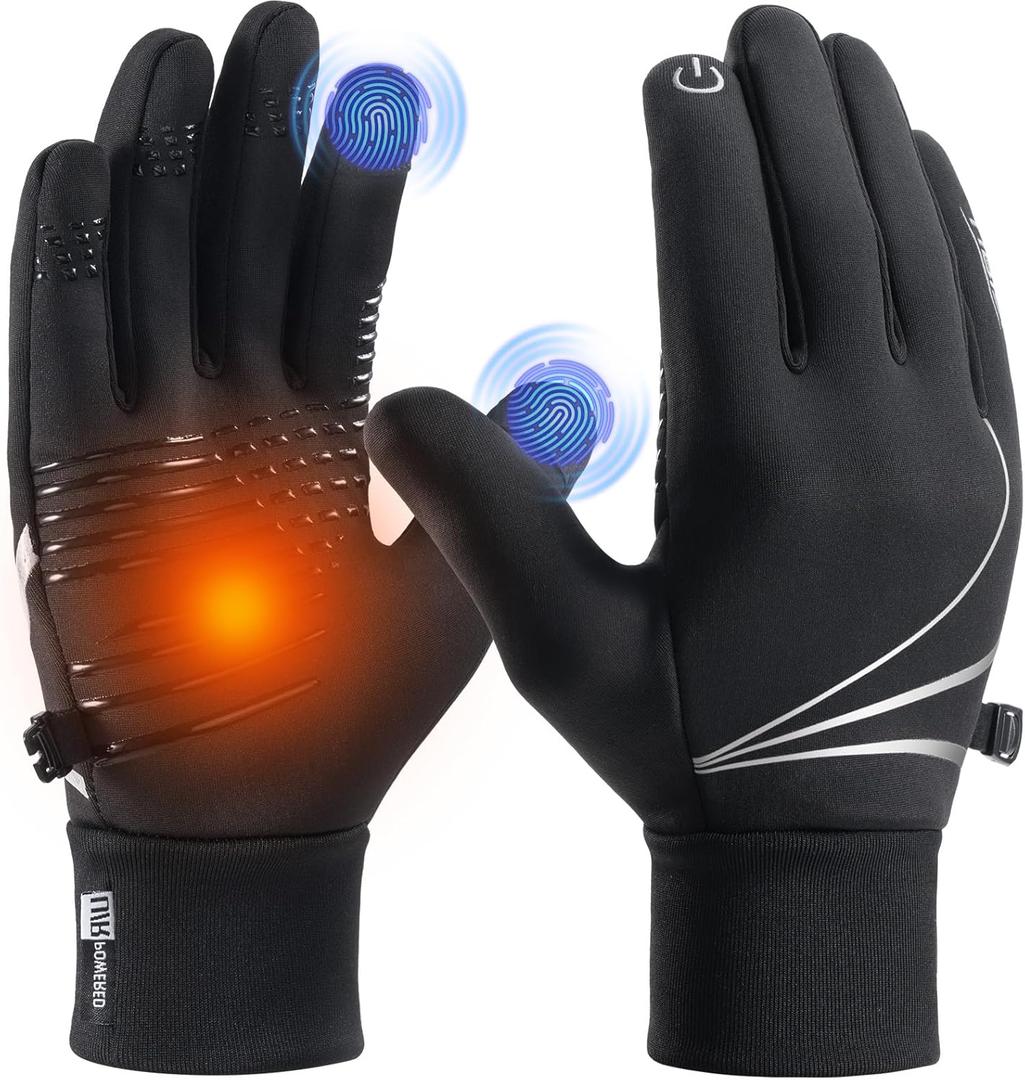 Thermal Gloves for Men Women, Winter Windproof Anti-Slip Touch Screen Running Gloves for Driving Riding Cycling Hiking, LYX-ST-TM04-HEI-L, Black-04