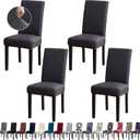 Chair Covers for Dining Room Set of 4, Dining Chair Covers, Kitchen Chair Covers, Stretch Removable Washable Dining Chair Slipcovers for Home, Hotel, Banquet, .Dark Grey