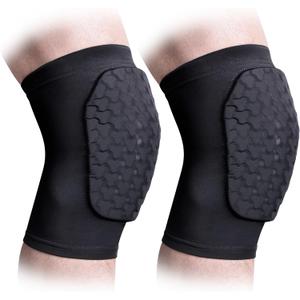 COOLOMG Basketball Knee Pad for Kids Youth Adult, Compression Anti-slip Knee Sleeve for Baseball Volleyball Football, Sports Knee Protector (1 Pair) (Medium, Black New)