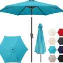 7.5ft Outdoor Patio Umbrella - Table Umbrella Waterprool UV Protection, Sombrillas de Patio with Push Button Tilt, Sun Umbrella for Pool, Porch, Garden, Deck, Backyard (Aqua Blue)