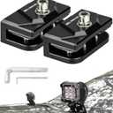 Belinous Hood Light Mounting Bracket, 2PCS Ditch Light Brackets for Led Light Bar Work Light Pillar Pod, Hood Hinge Light Bracket for Truck SUV Cars, Aluminum Alloy Clamp Mount No Drilling (Black)