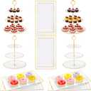 Supernal 3 Tier Cupcake Stands, 6pcs Plastic Trays, 4Pack Cupcake Dessert Stand, Party Tray Set, Cake Platters Includes 6 pcs Pastry Tray,4 pcs Round Cake Trays