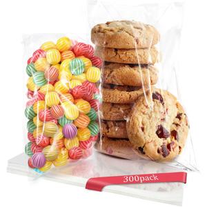 300 PCS Clear Cellophane Cookies Bags Self Sealing with 4x6"150 PCS& 5x7"150 PCS) - Resealable Plastic Treat Bags Self Adhesive for Packaging Cookies, Party Favors, Bakery