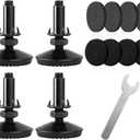 4 Set M10 Adjustable Leveling Feet, Heavy Duty Height Adjuster Furniture Leveler Foot With T Nut, Screw On Cabinet Restaurant Table Chair Self Levelers Leg (2" Base Dia & Thread Length, Black)