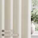 Linen Pinch Pleated Curtains 90 Inches Long 1 Panel for Living Room Bedroom Cream Colored Memory Trained Ceiling Track Drapes Natural Farmhouse Semi Sheer Privacy Curtain With Hooks Rings Off White