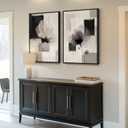 Large Framed Neutral Abstract Floral Wall Art, Set of 2 Black and Beige Modern Canvas Prints Paintings Artwork for Walls, Minimalist Pictures for Living Room, Dining Room, Bedroom Wall Decor 24x36 In, 24" W X 36" H X 2pcs