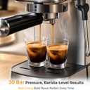 Oaomi Espresso Machine 20 Bar, Compact Expresso Coffee Machines with Milk Frother,Stainless Steel Espresso Maker with 39oz Removable Water Tank for Latte Cappuccino etc (Silver)