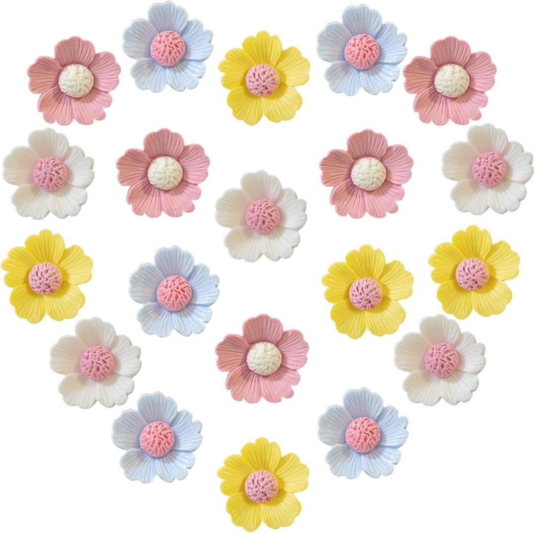 KEYDUACU 20pcs Strong Flower Fridge Magnets,3D Daisy Fridge Magnet Sticker,Cute Locker,Kitchen,Whiteboard,Office Decoration Magnets(Mix)