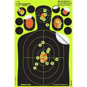 Splatterburst Targets - 8 x 12 inch Stick & Splatter Mini Silhouette - Self Adhesive Shooting Targets - Gun - Rifle - Pistol - Airsoft - BB Gun - Pellet Gun - Air Rifle - Made in USA