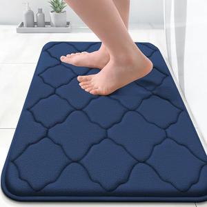 OLANLY Bathroom Rugs Sets 2 Piece, Soft Absorbent Memory Foam Bath Rug Set, Non-Slip, Quick Dry, Machine Washable Bath Mats for Bathroom, Home Decor Accessories (30"x20"+24"x16", blue)