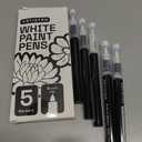 ARTISTRO 5 White Paint Pen for Rock, Glass, Ceramic, Wood, Tire, Fabric, Metal, Canvas, Marking, Painting - Set of 5 Acrylic Paint Markers Water-based - Brush Tip with Automatic Ink Control System