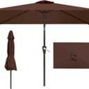 6.5x10FT Patio Umbrella, Outdoor Umbrella with Push Button Tilt and Crank, 8 Sturdy Ribs, UV Protection & Waterproof Market Umbrella for Pool, Backyard, Beach,Deck (Brown)