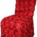 Luchuan Fancy Banquet Red Satin Romatic Rosette Chair Cover