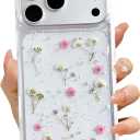 For iPhone 17 Pro Clear Case with Pressed Real Flowers Design,Glitter Cute Pink Floral Pattern Slim Soft TPU Protective Women Girl's Phone Cover for iPhone 17 Pro