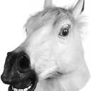Horror Scary White Horse Head Mask for Halloween Cosplay Costume Party