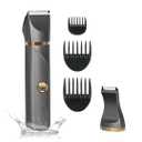 AREYZIN Body Hair Trimmer for Women Electric Body Shaver for Back Chest Armpit Legs Pubic Hair, USB Rechargeable, Replaceable Snap-in Ceramic Blades, IP7X Waterproof for Wet and Dry Use, Gray & Gold