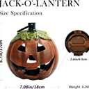 Cast Iron Jack O Lantern Candle Holder, Lighted Pumpkin Decor for Outside, Faux Pumpkin Lantern for Porch, Patio & Tabletop Halloween Decoration