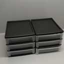 IRIS USA Plastic Stacking Desk Top 3-Drawer Storage Organizer, 2-Pack, for Makeup Vanity Nail Polish Bathroom Stationery Art Craft Supplies Kitchen Office Garage and Small Organization, Medium, Black