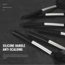 oannao Large Silicone Cooking Utensils Set - Heat Resistant Kitchen Utensils Sets, Spatula, Spoon, Turner Tongs, Whisk, Stainless Steel Cooking Utensil for Nonstick Cookware Dishwasher Safe (Black)