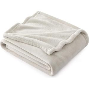 Bedsure GentleSoft Fleece Throw Blanket Linen - 300GSM Soft Lightweight Plush Cozy Blankets for Bed, Sofa, Couch, Travel, Camping, 50x60 inches
