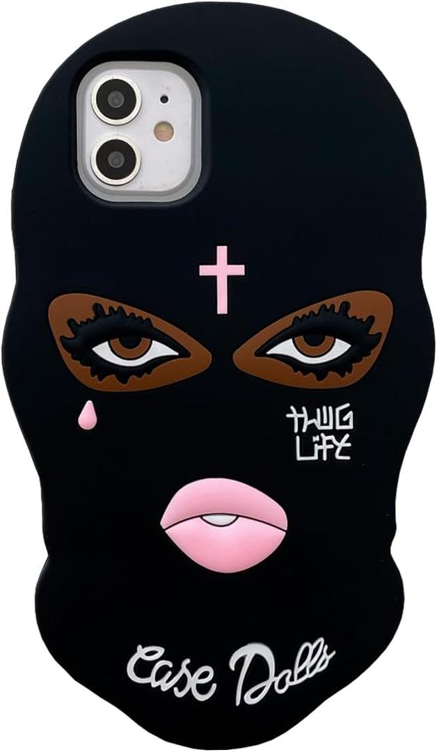 Funny 3D Silicone Case for iPhone 17 Pro Max,Cute Cartoon Black Mask Kawaii Phone Case for Women Girls Soft Rubber Bumper Cool Fun Cover for iPhone 17 Pro Max