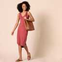 Amazon Essentials Women's Jersey Regular-Fit Sleeveless v-Neck Midi Dress (Previously Daily Ritual) (Large, Brick Red)