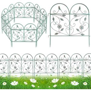 Garden Fence 6 Pack, 22.8in(H)x11Ft(L), Rustproof Metal Wire Border Animal Barrier for Dog Outdoor, Outdoor Landscape Decor for Yard & Patio, Arched Pet Fence, Vintage Decorative Garden Fencing
