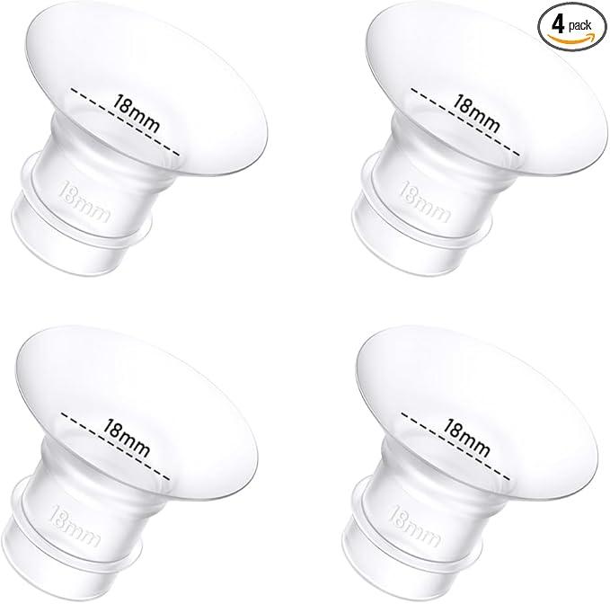4Pcs Breast Pump Flange Insert 18mm Compatible with Momcozy/Spectra/Medela/eufy/Elvie/Lansinoh/Paruu P10 Breast Pump, Fit for Momcozy M5/M9/M6/V2 Pro/V2 pro/S12 Pro/eufy E10 S1 S1 Pro, 24mm Flange