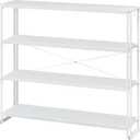 HCHQHS Bookshelf, 4-Tier Industrial Bookcase, White Open Book Shelf, Freestanding Tall Bookshelves with Metal Frame