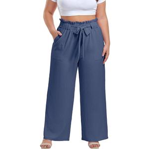 Womens Plus Size Ultra Lux Comfort Any Wear Wide Leg Pant, Navy Blue Pants 3XL, No Brand