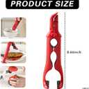 3 x 3-in-1 Silicone Non-Slip Heat Resistant Gripper Tongs,Multi-Function Hot Plate Gripper– Small & Large Ends for Bowls & Plates, 22cm Long Handle with Built-in Can Opener (Red)