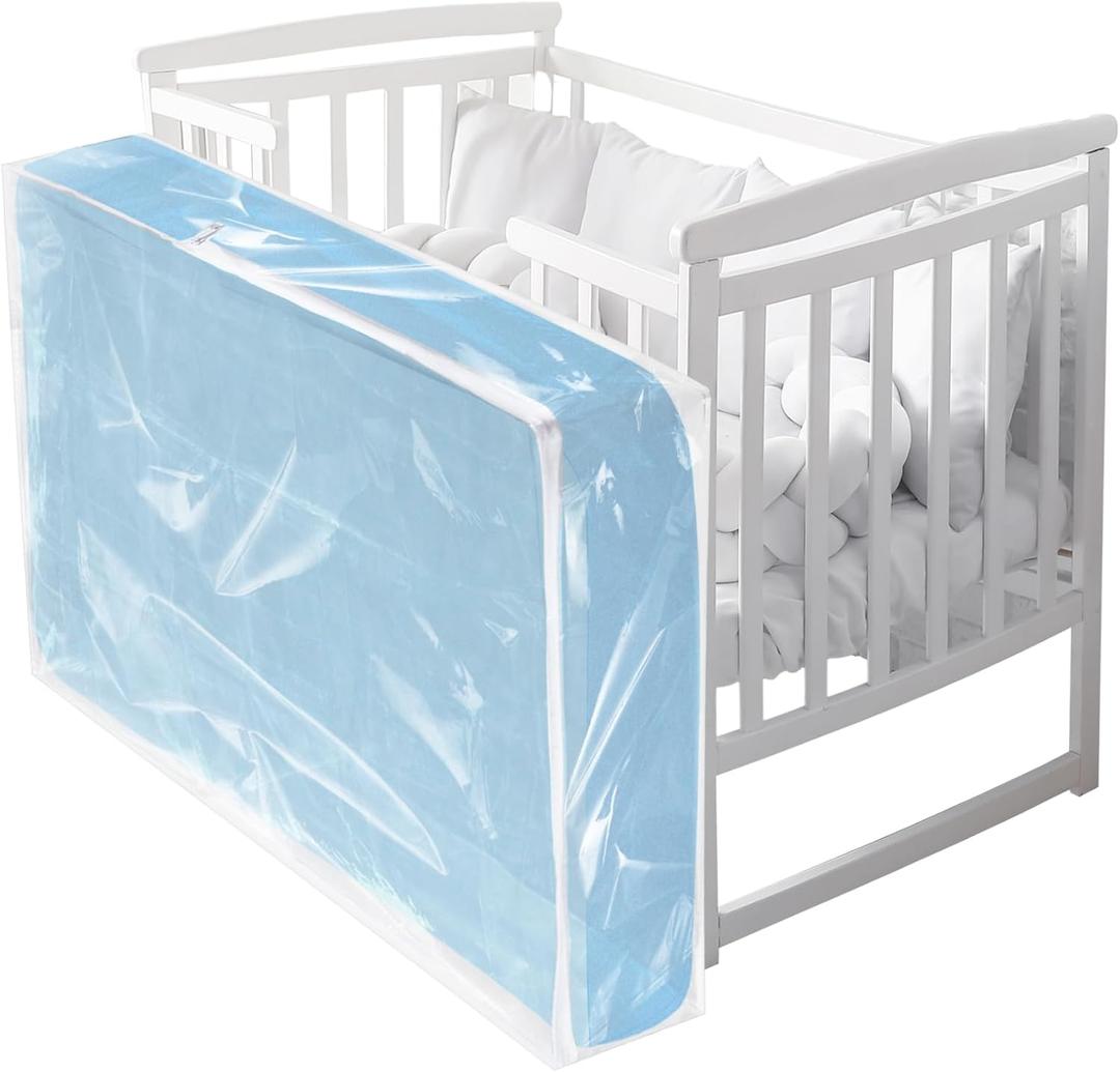 1 Pcs Crib Mattress Storage Bag with Zipper 4 Mil Clear Plastic Waterproof Crib Mattress Bag for Moving and Storage, 52. 5 x 28 x 6. 5 Inches