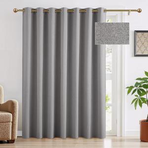 RYB HOME Full Blackout Curtains 96 Inch Long for Bedroom/Sliding Glass Door, Room Darkening Insulating Drapes for Kids Nursery/Home Theater/Living Room/Dining, W100 x L96, 1 Panel, Grey