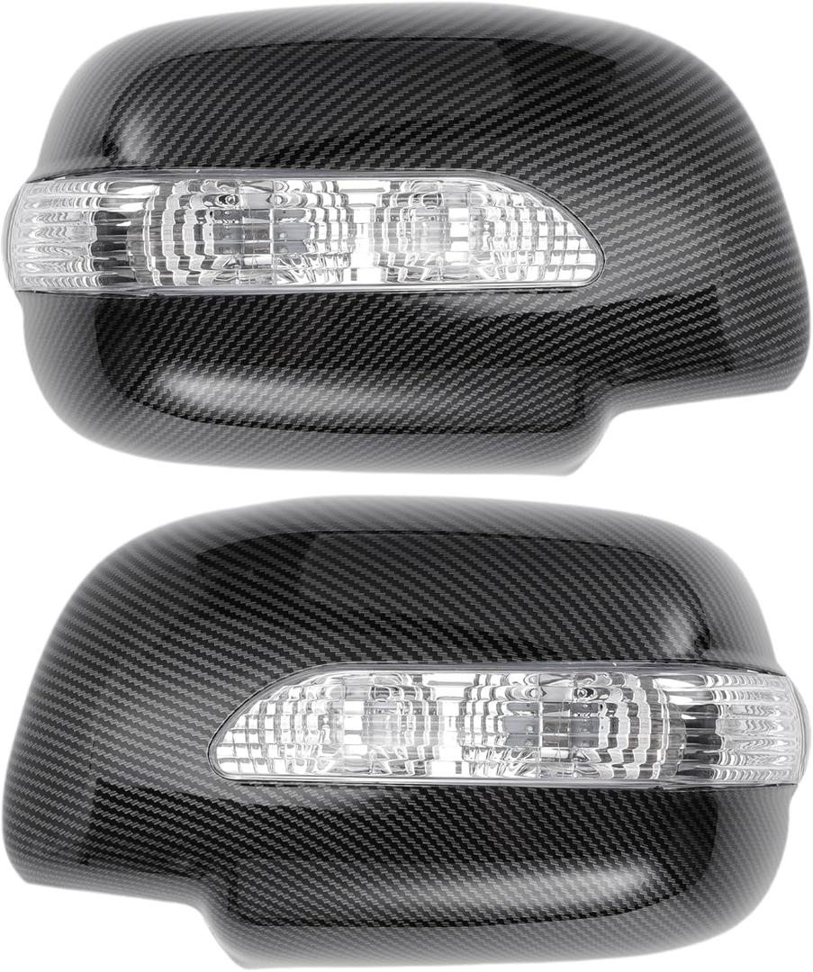 X AUTOHAUX Pair Car Rear View Driver Passenger Side Mirror Cover Cap Overlay Carbon Fiber Black for Lexus RX330 RX300 RX350 RX450h 2003-2008 Fits W/LED Lamps Mirror Guard Covers