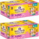 Wellness Complete Health Kitten Whitefish & Tuna and Chicken Variety Pack Pate Wet Cat Food, 3 oz can, (Pack of 24-2 of 12x3oz/case), BB, 25/SEP/2028